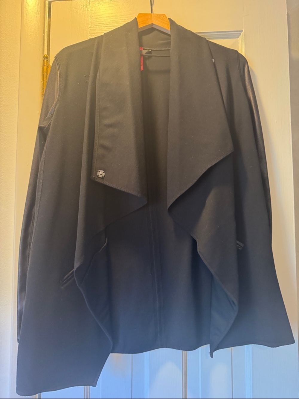 SPANX Black Draped Open-Front Blazer Jacket